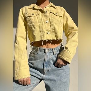 Pacsun yellow cropped jean jacket